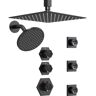 GRANDJOY Module Switch His and Hers Shower 5-Spray Patterns with 2.5 GPM 12 in. Ceiling Mount Fixed Shower Head in Matte Black