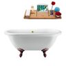 Streamline 67 in. Acrylic Clawfoot Non-Whirlpool Bathtub in Glossy White with Polished Gold Drain and Oil Rubbed Bronze Clawfeet