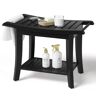 Dracelo 13.4 in. D x 24 in. W x 18.5 in. H Black Bathroom Bamboo Shower Bench Seat with Storage Shelf