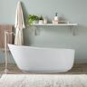 Vanity Art Beziers 59 in. Solid Surface Resin Stone Flatbottom Freestanding Bathtub in Matte White