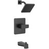 Delta Modern Angular 1-Handle Wall Mount Tub and Shower Trim Kit in Matte Black (Valve Not Included)