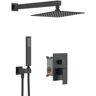 GIVING TREE 12 in. Single-Handle 2-Spray Wall Mount Rainfall Shower Faucet 2.0 GPM in Matte Black (Valve Included)