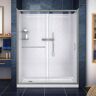 DreamLine Infinity-Z 36 in. x 60 in. Semi-Frameless Sliding Shower Door in Brushed Nickel with Left Drain Base and BackWalls