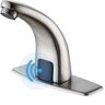 FLG Commercial Single-Hole Touchless Bathroom Faucet Smart Automatic Sensor Sink Faucets in Brushed Nickel