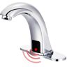 UPIKER Simply Automatic Sensor Touchless Single Hole Bathroom Faucet with Deck Plate in Brushed Chrome