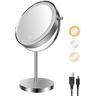 Tileon 8 x 5.5 x 13.5 in. Desktop Round Mirror, 3-Color Lighted 1 x 10 x Bathroom Makeup Mirror Touch Control and 360° Rotation