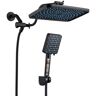 cobbe Rainfull 12 in. 2-in-1 6-Spray Dual Wall Mount Filtered Shower Head Fixed and Handheld Shower Head 1.8 GPM in Black