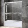 WOODBRIDGE Graceburg 56 in. - 60 in. x 62 in. Frameless Sliding Shower Door with Shatter Retention Glass Opening in Brushed Nickel