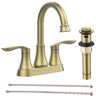 4 in. Centerset Double Handle Bathroom Faucet Combo Kit in Brushed Gold