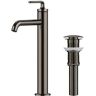 KRAUS Ramus Single Hole Single-Handle Vessel Bathroom Faucet with Matching Pop-Up Drain in Gunmetal