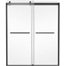 ANGELES HOME 56-60 in. W x 74 in. H Sliding Semi-Frameless Shower Door in Black with Clear Glass,Reversible Installation