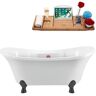 Streamline 68 in. x 34 in. Acrylic Clawfoot Soaking Bathtub in Glossy White with Brushed Gun Metal Clawfeet and Matte Pink Drain