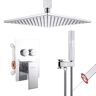 Vanfoxle Single Handle 3-Spray Shower Faucet 1.8 GPM 10 in. Square Ceiling Mounted Shower with Pressure Balance in. Chrome