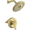 Fapully 6-Spray Patterns with 2 GPM 8 in. Wall Mount Fixed Shower Head with Pressure Balance in Brushed Gold