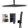 Zalerock Rainfall 1-Spray Square Ceiling Mount Shower System Shower Head with Handheld in Black (Valve Included)