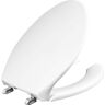 BEMIS Never Loosens Self Sustaining Elongated Commercial Plastic Open Front Toilet Seat in White with DuraGuard