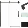 Transolid Teegan 59 in. W x 80 in. H Sliding Semi Frameless Shower Door with Fixed Panel in Matte Black with Clear Glass