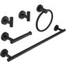 BWE 5-Piece Bath Hardware with Towel Bar Towel Hook Toilet Paper Holder and Towel Ring Set in Matte Black