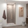 Transolid Elizabeth 44.5 in. W x 76 in. H Hinged Frameless Shower Door in Champagne Bronze with Clear Glass