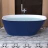 MYCASS 59 in. x 29.52 in. Acrylic Flatbottom Clean Easily Freestanding Soaking Bathtub with left Drain in Matte Blue