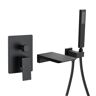 Miscool Tesla Single Handle Wall Mount Roman Tub Faucet with Hand Shower in Matte Black