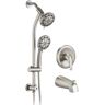 Fapully Single Handle 3-Spray Tub and Shower Faucet, 7 Functions Hand Shower 2 GPM in Brushed Nickel Color Valve Included