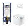 Geberit 2-Piece 0.8/1.6 GPF Dual Flush Architectura Elongated Toilet with 2x4 Concealed Tank and Plate in White, Seat Included