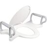 BEMIS Assist Elongated/Round Standard Height Premium Plastic Closed Front Toilet Seat in White with Support Arms