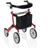 Stander Trust Care Let's Go Out 4-Wheel Lightweight Folding Rollator with Seat in Red and Black