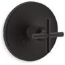 KOHLER Purist 1-Handle Thermostatic Valve Trim Kit with Cross Handle in Matte Black (Valve Not Included)