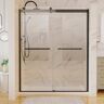 INSTER 56-60 in. W x 74 in. H Roller Sliding Frameless Shower Door in Matte Black Finish with Clear Glass Horizontal Handle