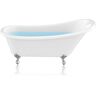 ANZZI Diamante 67.32 in. Acrylic Slipper Clawfoot Non-Whirlpool Bathtub in White with Chrome Eagle's Talon Feet