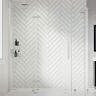 OVE Decors Tampa 70 13/16 in. W x 72 in. H Rectangular Pivot Frameless Corner Shower Enclosure in Satin Nickel with Shelves