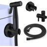 INSTER Non-Electric Stainless Steel Handheld Bidet Sprayer for Toilet Bidet Attachment in Black Easy to Install