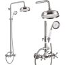 HOMEMYSTIQUE 3-Spray Wall Slid Bar Round Rain Shower Faucet with Tub Faucet 2 Cross Handles in Brushed Nickel (Valve Included)