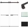 Transolid Brooklyn 60 in. W x 80 in. H Double Sliding Frameless Shower Door in Matte Black with Clear Glass