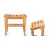 TOILETTREE Deluxe Wooden Non-Adjustable Tub and Shower Seat with Underneath Storage Shelf and Foot Stool in Bamboo