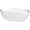 Wyndham Collection Brooklyn 67 in. Acrylic Flatbottom Bathtub in White with Polished Chrome Trim