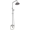 HOMEMYSTIQUE 3-Spray Wall Slid Bar Round Rain Shower Faucet with Hand Shower 2 Cross Handles in Nickel (Valve Included)