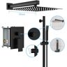 UPIKER Double Handle 2-Spray Shower Faucet 1.8 GPM 10 in. Square Shower Head with Body Spray in Matte Black