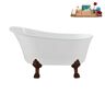 Streamline 51 in. x 25.6 in. Acrylic Clawfoot Soaking Bathtub in Glossy White with Matte Oil Rubbed Bronze Clawfeet and Pink Drain