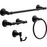 Delta Chamberlain 4-Piece Bath Hardware Set 24 in. Towel Bar, Toilet Paper Holder, Towel Ring, Towel Hook in Matte Black