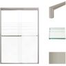 Transolid Frederick 47 in. W x 70 in. H Sliding Semi-Frameless Shower Door in Brushed Stainless with Frosted Glass