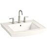 KOHLER Archer 24 In. Vitreous China Pedestal Sink Basin Only in Biscuit with Overflow Drain