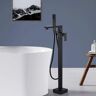 Satico Single-Handle 90-Degrees Freestanding Bathtub Faucet with Hand Shower Head in Matte Black