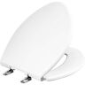 BEMIS Paramont Elongated Plastic Closed Front Toilet Seat in White Never Loosens and Weight Capacity of 1,000 lbs