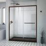 DreamLine 30 in. L x 60 in. W x 76 3/4 in. H Alcove Shower Kit with Sliding Semi-Frameless Shower Door in Bronze and CB Shower Pan