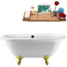 Streamline 67 in. Acrylic Clawfoot Non-Whirlpool Bathtub in Glossy White with Oil Rubbed Bronze Drain and Polished Gold Clawfeet