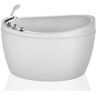 Empava Japanese Style 48 in. Acrylic Flatbottom Deep Soaking Freestanding Air Bath Bathtub in White with Tub Filler