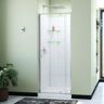 DreamLine 32 in. D x 32 in. W x 78 3/4 in. H Pivot Semi-Frameless Shower Door Base and White Wall Kit in Brushed Nickel